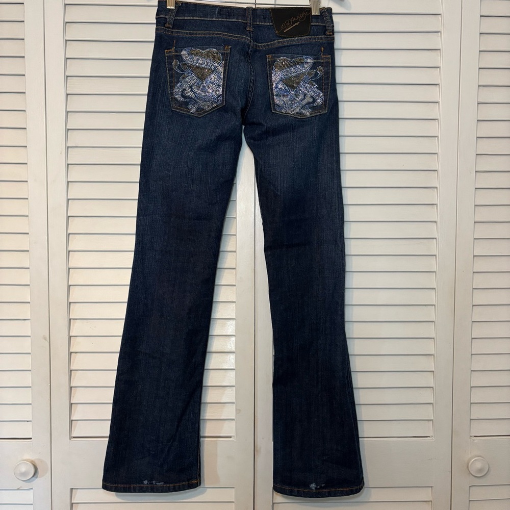 Ed Hardy by Christina Aguilera Women’s Bootcut Jeans Size 26 Dark Wash Y2K